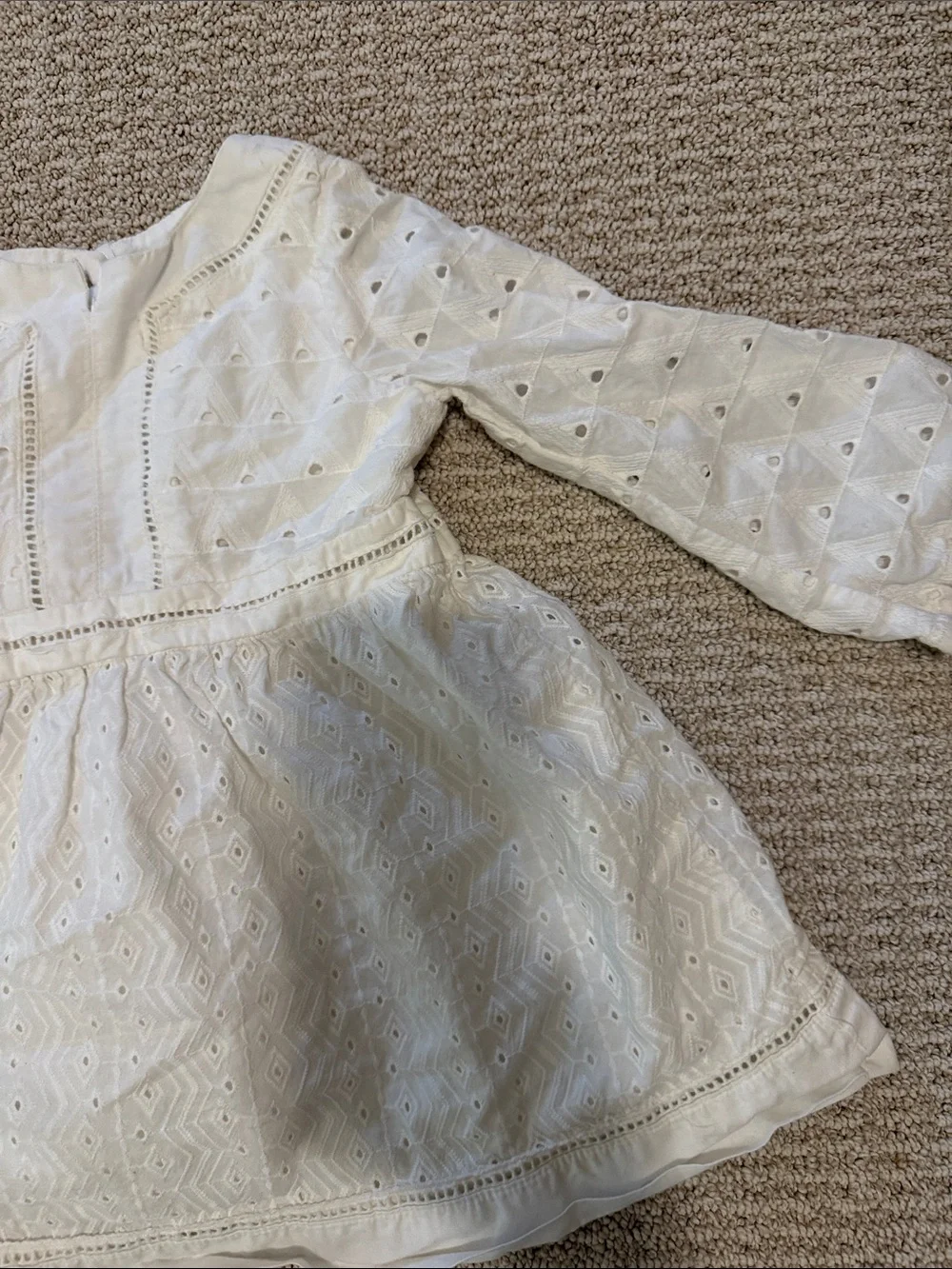 OshKosh B'gosh White Eyelet Long-Sleeve Kids Dress